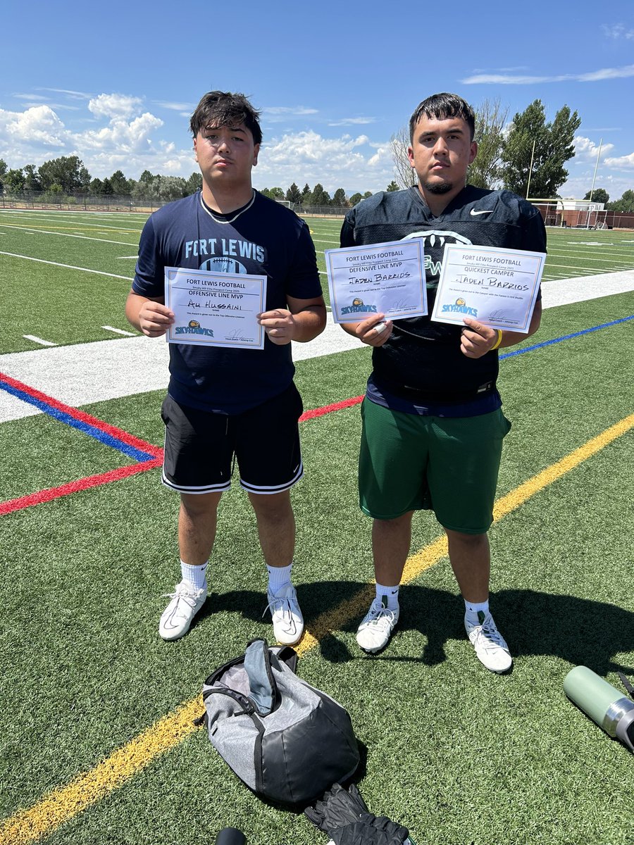 Jadenbp13's tweet photo. Had a great time at the @FLCFootball camp today! I learned a lot and improved my craft thanks to @coachjmacarthur @FLCCoach_Grinde. 

I also earned Defensive line MVP and fastest 5-10-5 shuttle time for linemen.

@PrepRedzoneCO @ABJenkinsElite https://t.co/eZyXt17lXn