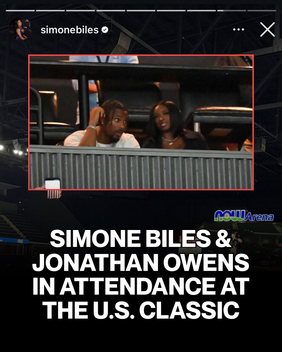 Gymnastics_Now's tweet image. Simone Biles and her husband, Bears safety Jonathan Owens, are in the house at NOW Arena for the U.S. Classic!