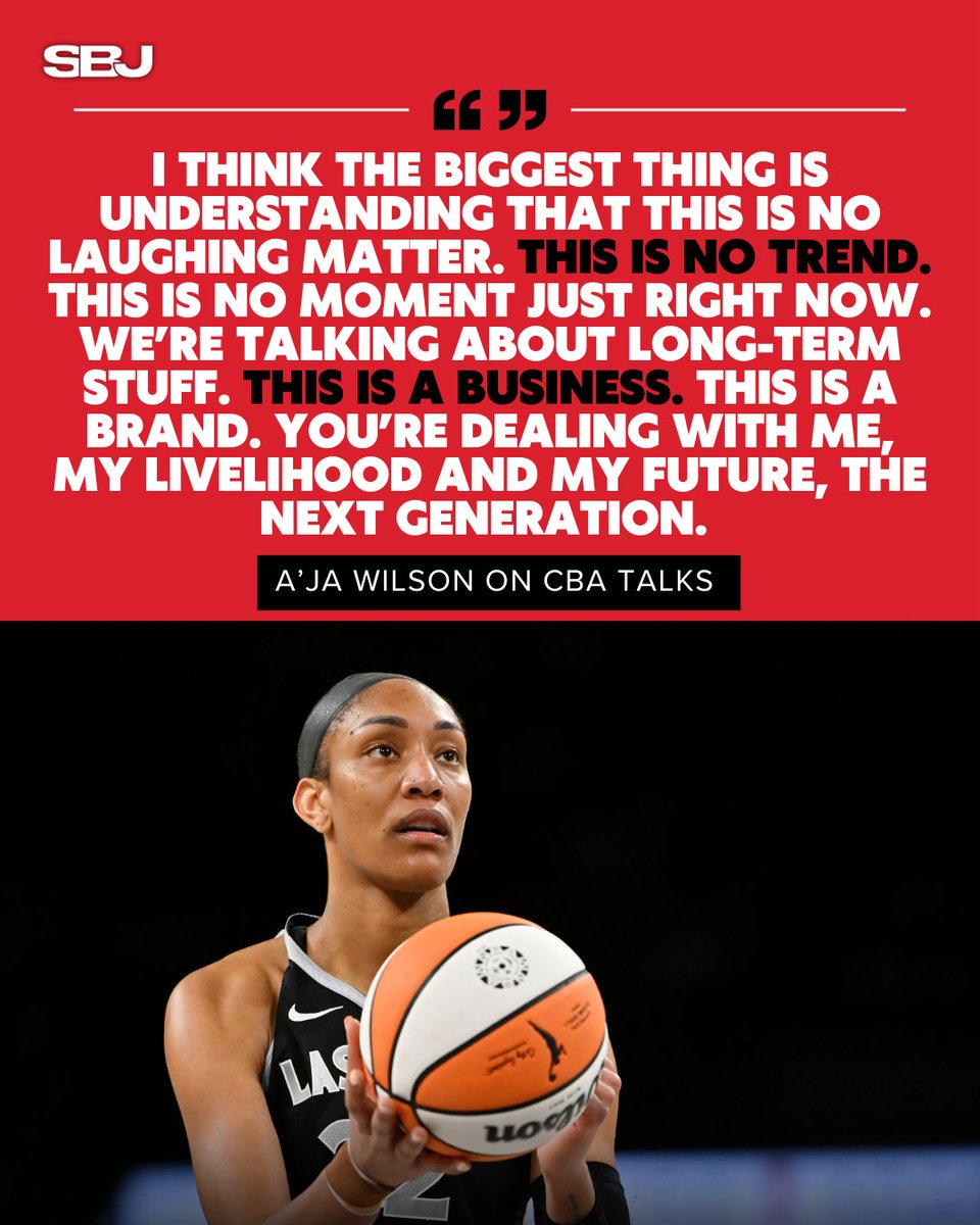 "This is no laughing matter."

A'ja Wilson delivered a strong statement ahead of tonight's All-Star matchup about what the WNBA's growth means and why she thinks players deserve a bigger cut of the profits.

From @rachelaxon in Indy🔻
ow.ly/vcHH50Wshq7