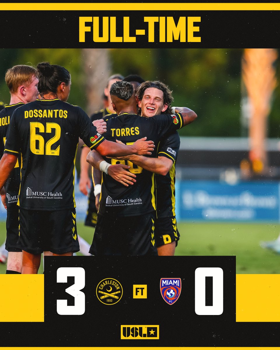 Charleston Battery (@chas_battery) on Twitter photo FT | THREE GOALS! THREE POINTS! ✅
⚽️ <a href="/joey_akpunonu/">Joey Akpunonu</a>
⚽️ <a href="/ycazaemilio/">Emilio Ycaza</a>
⚽️ <a href="/aartur98/">Arturo Rodríguez</a>
#CHSvMIA | #CB93 FT | THREE GOALS! THREE POINTS! ✅
⚽️ <a href="/joey_akpunonu/">Joey Akpunonu</a>
⚽️ <a href="/ycazaemilio/">Emilio Ycaza</a>
⚽️ <a href="/aartur98/">Arturo Rodríguez</a>
#CHSvMIA | #CB93