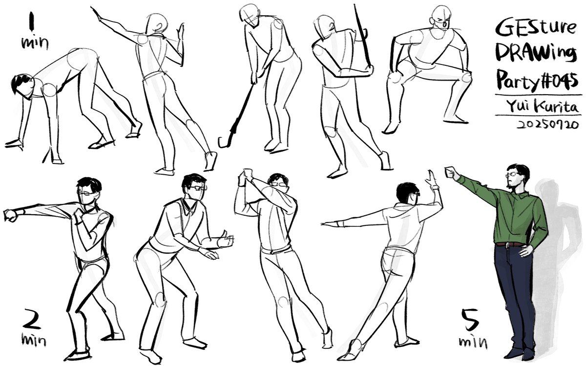 GESture DRAWing Party : #045。モデルは栗田唯先生。
スポーツざんまい。お茶目さにニコニコしてしまいます。
「ここ描きたい！」を押さえてくれてる気がする。だから描きやすいのかなぁ。
#GESDRAWParty #じぇすどろパーティ