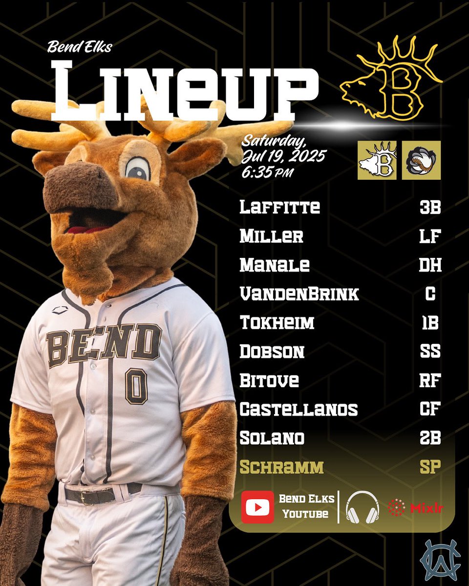 BendBaseball's tweet image. Go time🫎
📍: Vince Genna Stadium
🆚: @CowlitzBBears
⏰: 6:35 PM PST
📺: Bend Elks YouTube