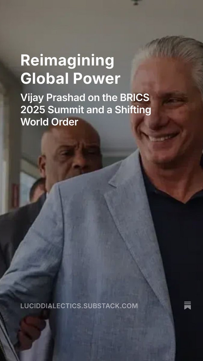 vijayprashad's tweet image. Reimagining Global Power. An interview I gave to @hey_ter and @AlinaDuarte for @codepink, text on my substack: luciddialectics.substack.com/p/reimagining-…
