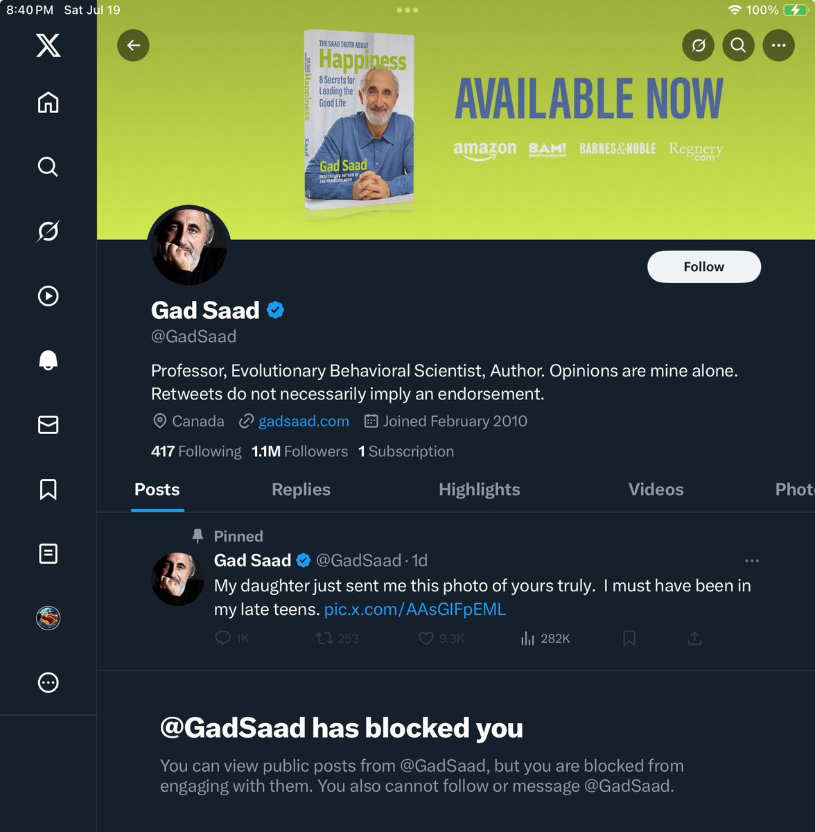Mike4Liberty's tweet image. Well, @GadSaad just blocked me for this. How u surprising.
Like I’ve said before, using Gad’s trademark terminology, Christian Zionism is the worst form of “suicidaI empathy”.