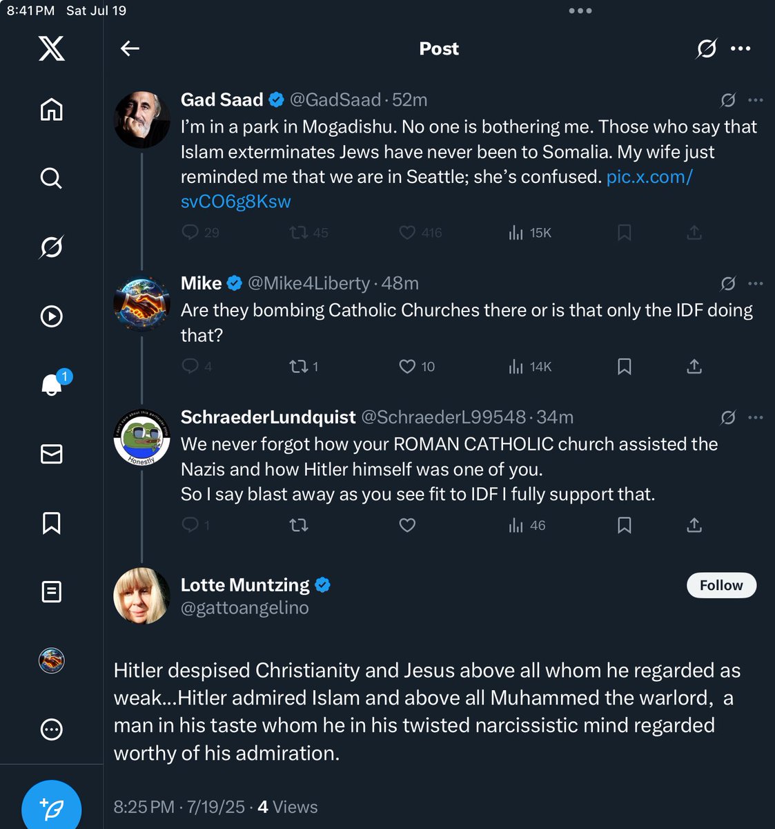 Mike4Liberty's tweet image. Well, @GadSaad just blocked me for this. How u surprising.
Like I’ve said before, using Gad’s trademark terminology, Christian Zionism is the worst form of “suicidaI empathy”.