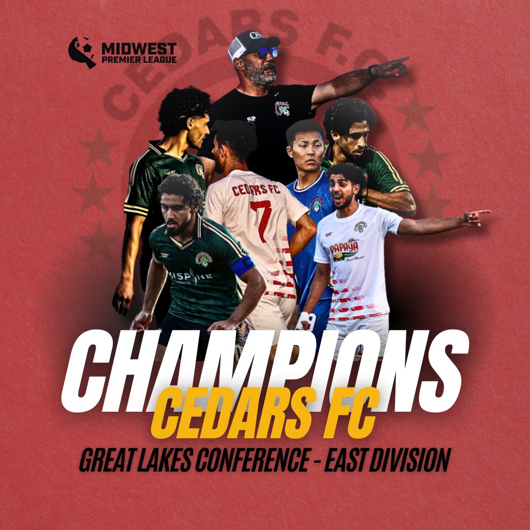 Midwest Premier League (@midwestpl) on Twitter photo ๐ฎ๐ณ๐ฒ-๐ฌ ๐ช๐๐๐๐๐๐๐๐
๐ Cedars FC are 2025 Great Lakes Conference โ East Division champions!
The Dearborn MI side claims back-to-back GLK-E titles with a decisive 5-0 win over Detroit Badgers FC on the final matchday. A tightly contested race settled at the finish line. ๐ฎ๐ณ๐ฒ-๐ฌ ๐ช๐๐๐๐๐๐๐๐
๐ Cedars FC are 2025 Great Lakes Conference โ East Division champions!
The Dearborn MI side claims back-to-back GLK-E titles with a decisive 5-0 win over Detroit Badgers FC on the final matchday. A tightly contested race settled at the finish line.