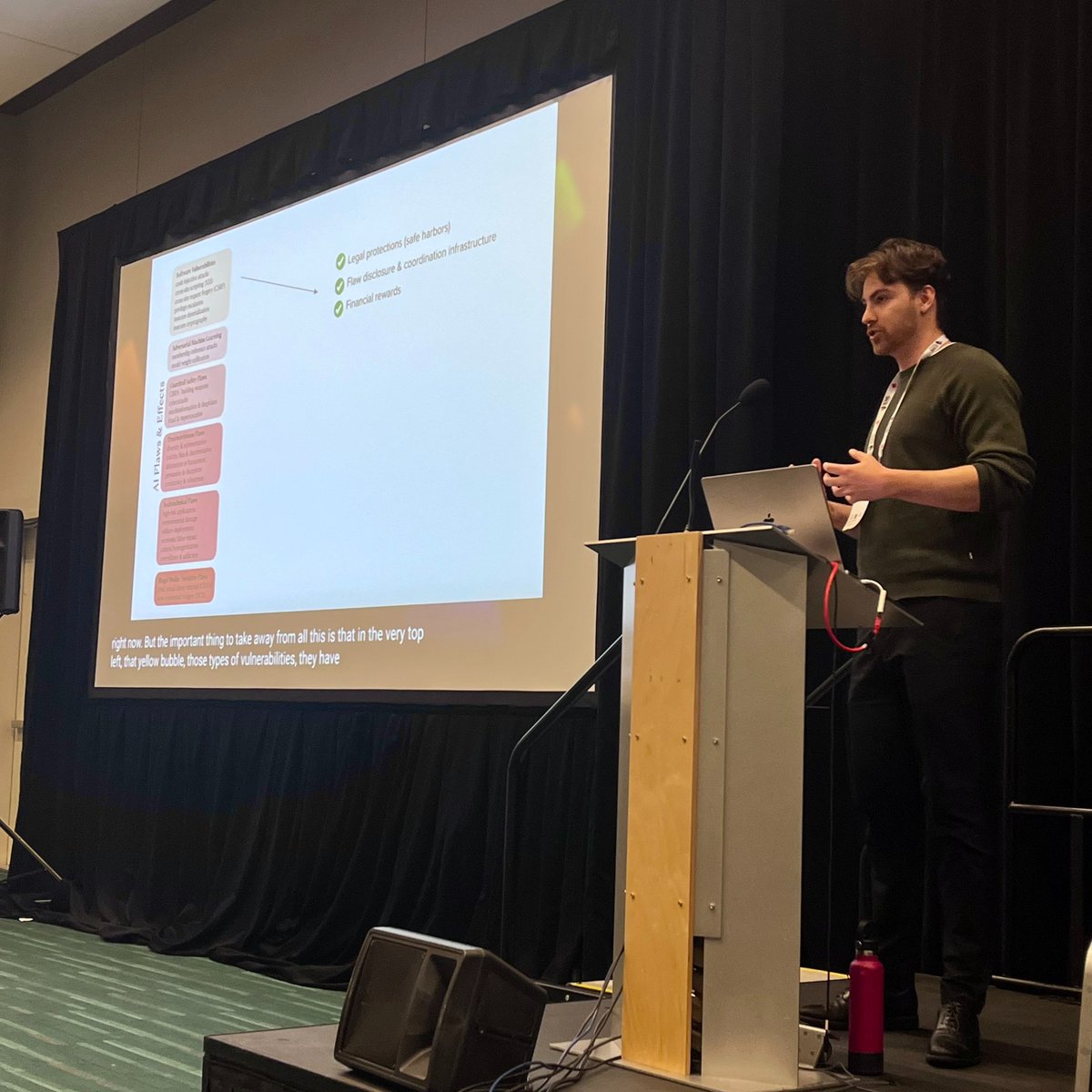 taig_icml's tweet image. 🎙️ Keynote speaker @ShayneRedford (@MIT) highlights problems with the existing infrastructure for third-party flaw disclosure in AI and proposes a standardized approach to enable effective information routing and triaging. #ICML2025