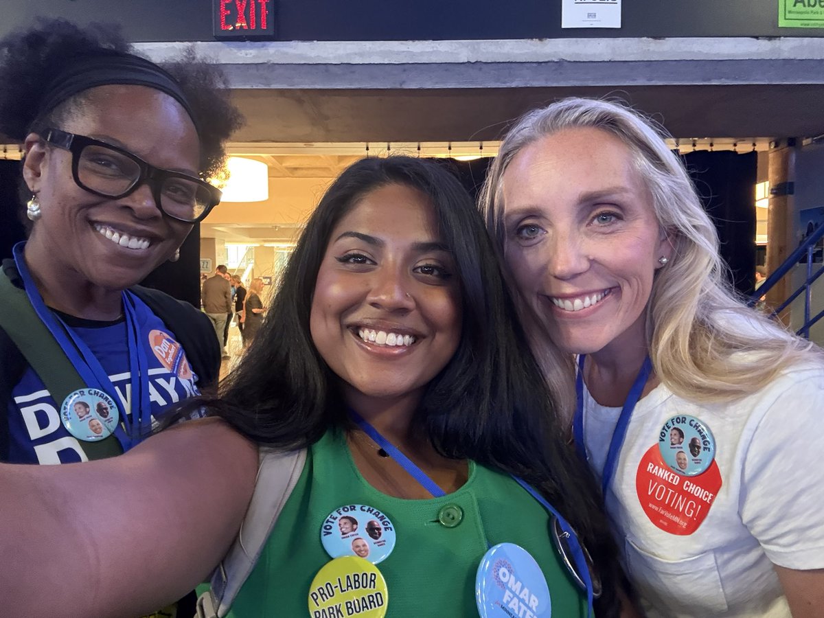 aurinmpls's tweet image. Reporting live from the DFL Convention- me, my friend @voteconley, @emilykoskimpls are in for a NEW MAYOR! And we want to see an endorsement for one today!
@OmarFatehMN, @DeWayneForMPLS, & @jazzformayor are amazing candidates for Mayor who are stepping up.