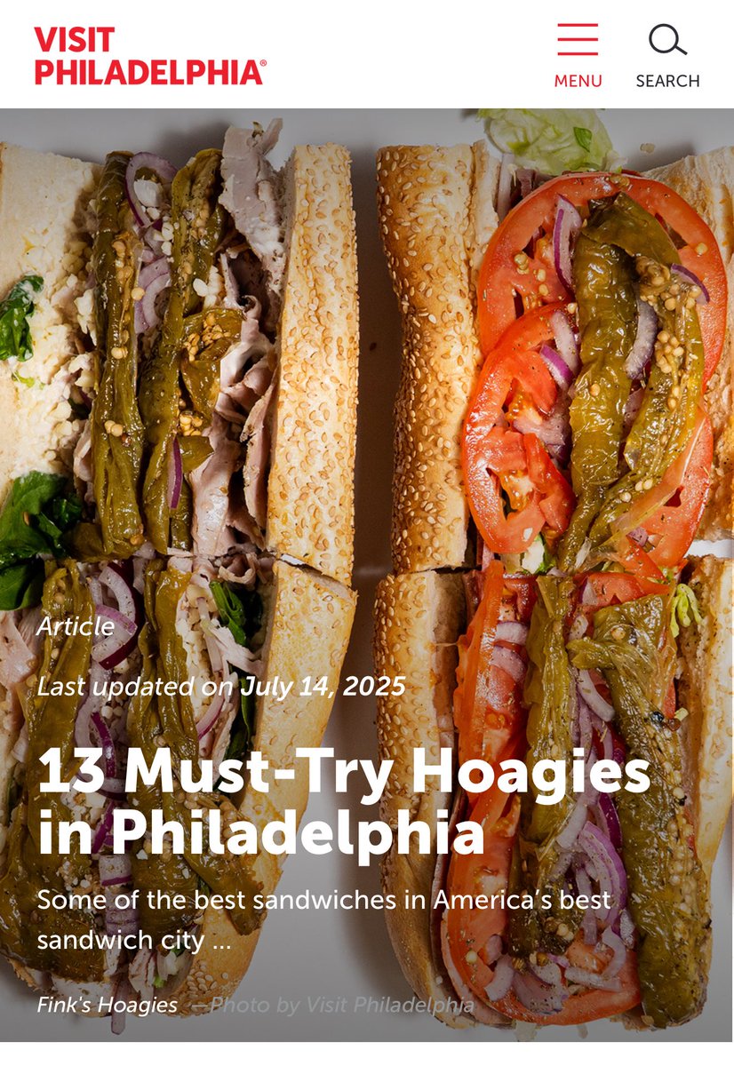 Finks_Hoagies's tweet image. It’s always an honor to be named on any list for our hoagies. It’s a HUGE honor to be included as one of the 13 MUST TRY Hoagies in Philadelphia by the experts who know Philly best, @visitphilly
Best Finkin’ Hoagies
Check out the rest of the list here: visitphilly.com/articles/phila…