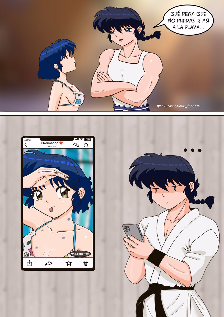 SakuraSaotome1's tweet image. Feliz sábado a todos! Parece que a Ranma no le ha funcionado su táctica 😜 jeje. Que disfrutéis lo que queda de finde 🥰
4/4
#RanmaSaotome #AkaneTendo #RanmaxAkane #Rankane #乱あ #早乙女乱馬 #天道あかね #DoujinshiRanma