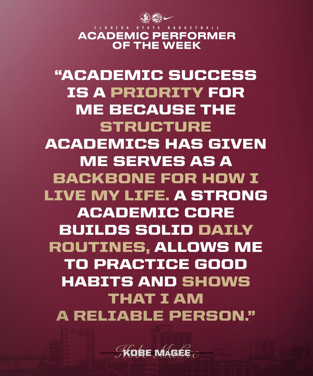 FSUHoops's tweet image. Kobe MaGee is our Academic Performer of the Week 📖🙌
@Kobe5tarr | #CONNECTED