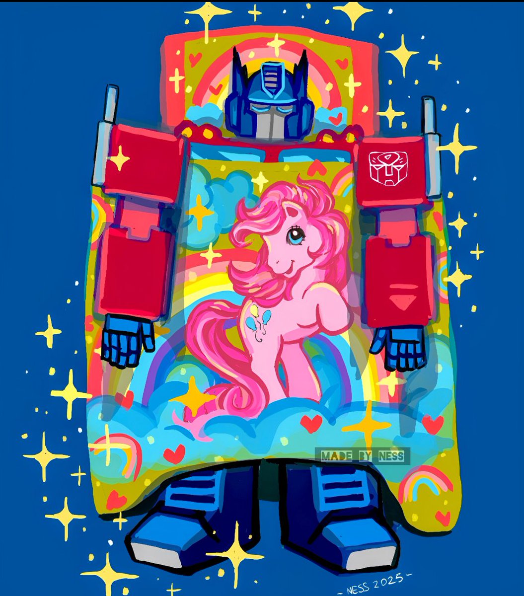 Nessmadethis's tweet image. Felt like illustrating Optimus Prime sleeping soundly w/ his Pinkie Pie blanket. #transformers