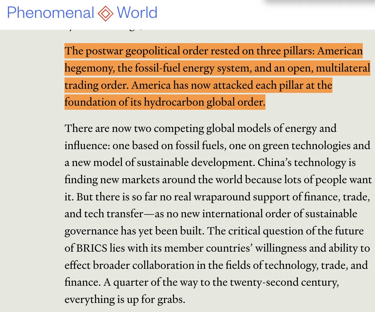 Albert Pinto (@70sbachchan) on Twitter photo Guardian's editorial on BRICS inspired by us? "The postwar order stood on three pillars: US dominance, hydrocarbons and open trade. Today,all 3 are cracking" theguardian.com/commentisfree/…
Read <a href="/kmac/">Kate Mackenzie</a> <a href="/polycrisis/">The Polycrisis</a> first for analysis, that's read by millions :)
phenomenalworld.org/analysis/brics… Guardian's editorial on BRICS inspired by us? "The postwar order stood on three pillars: US dominance, hydrocarbons and open trade. Today,all 3 are cracking" theguardian.com/commentisfree/…
Read <a href="/kmac/">Kate Mackenzie</a> <a href="/polycrisis/">The Polycrisis</a> first for analysis, that's read by millions :)
phenomenalworld.org/analysis/brics…
