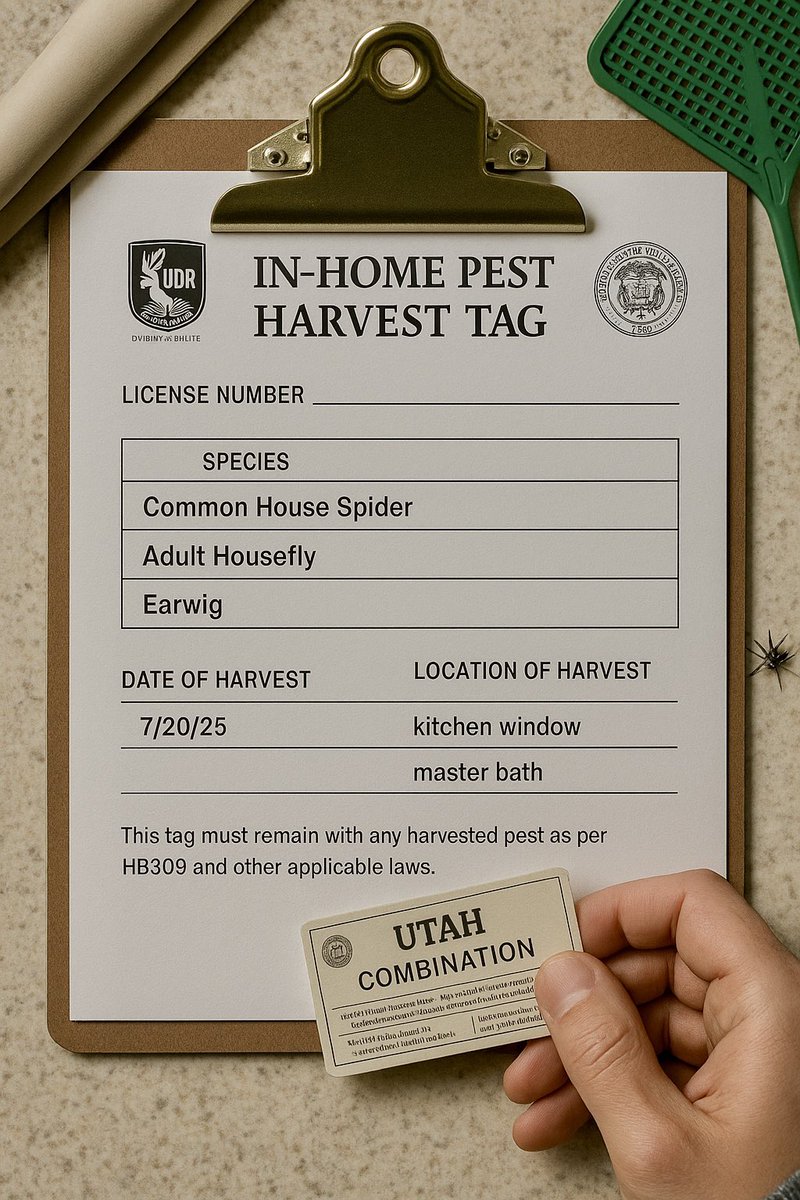DeseretPews's tweet image. Utah Clarifies HB309: Hunting License Required to Kill Spiders and Flies Indoors
SALT LAKE CITY — Utah’s Division of Wildlife Resources clarified Thursday that under HB309, residents must now carry a valid hunting, fishing, or combination license to kill spiders, flies, or other…