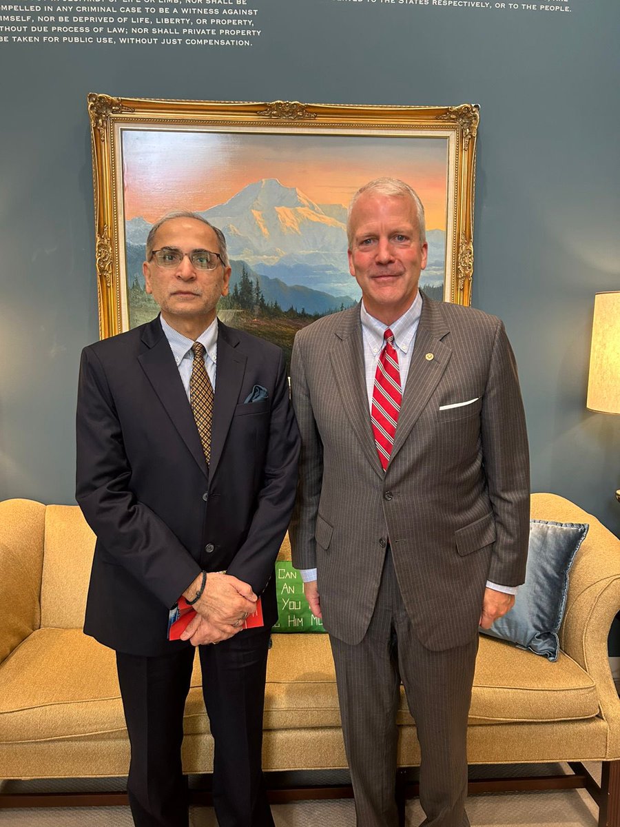 Amb Vinay Mohan Kwatra (@ambvmkwatra) on Twitter photo An extremely productive conversation with <a href="/SenDanSullivan/">Sen. Dan Sullivan</a>, one of the strongest proponents of 🇮🇳🇺🇸 partnership in the United States Congress. Discussed potential for deeper India-US cooperation in the fields of energy, defense, and education, among several others. Look forward to An extremely productive conversation with <a href="/SenDanSullivan/">Sen. Dan Sullivan</a>, one of the strongest proponents of 🇮🇳🇺🇸 partnership in the United States Congress. Discussed potential for deeper India-US cooperation in the fields of energy, defense, and education, among several others. Look forward to