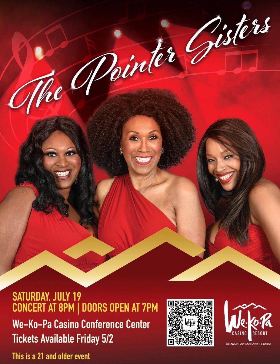 RealPointerSis's tweet image. Who’s ready to Jump at We-Ko-Pa Casino Resort in Arizona tonight?!
#PointerSisters