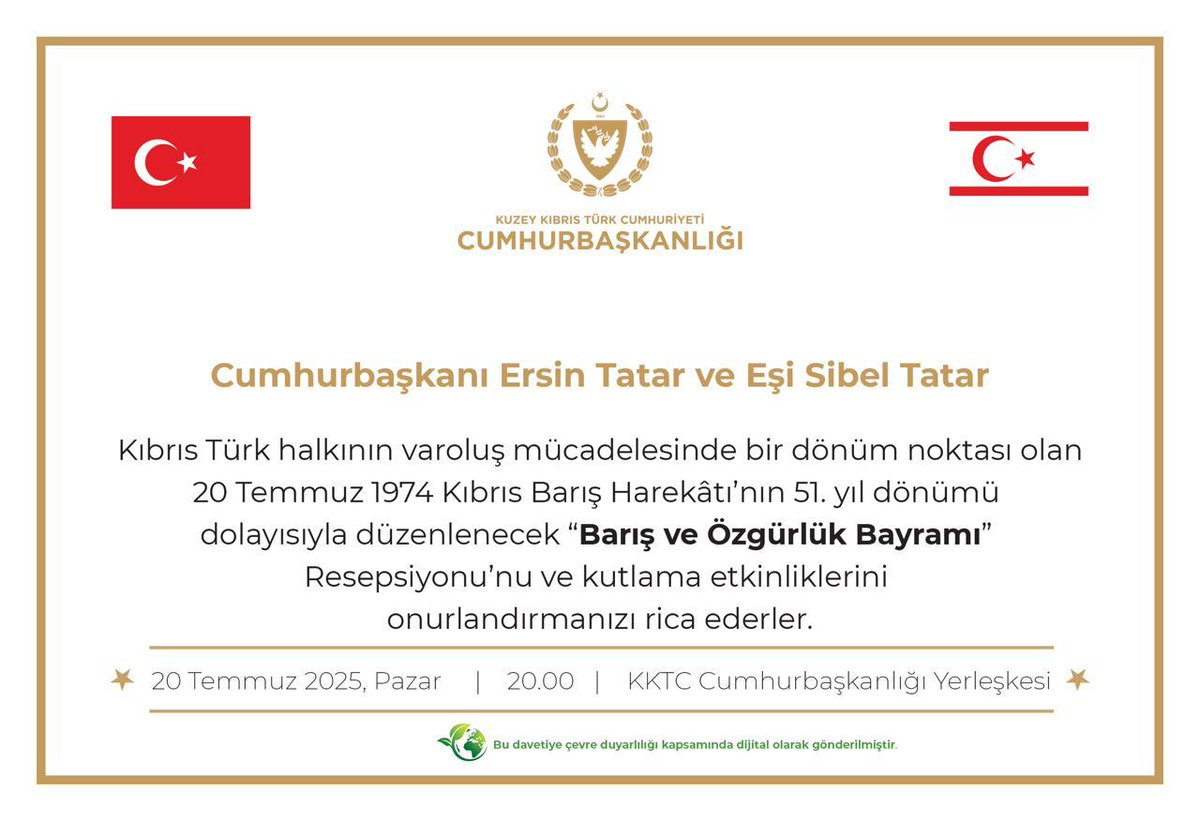 ...
20 Temmuz 1974
Kuzey Kıbrıs Türk Cumhuriyeti 
"Barış ve Özgürlük Bayramı"