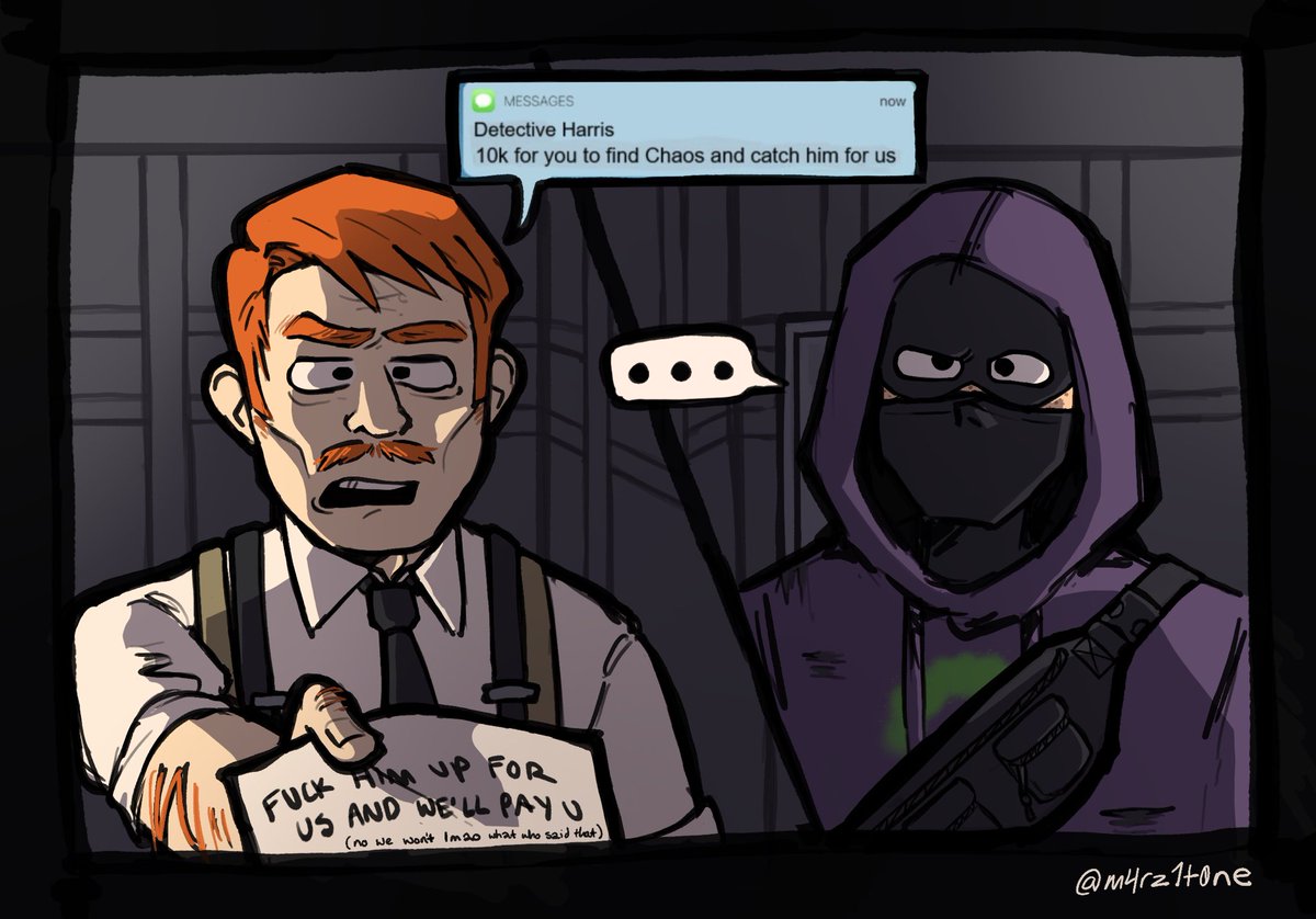 m4rz1t0ne's tweet photo. hello twitter. here is my insanely elaborate 3 part shitpost for @/Helioleti ‘s crazy ass fic Chaos Plan. 

mystechaos fans following me COME GET YOUR FOOD !!!!!

#spbunny https://t.co/QHn7yXL80d