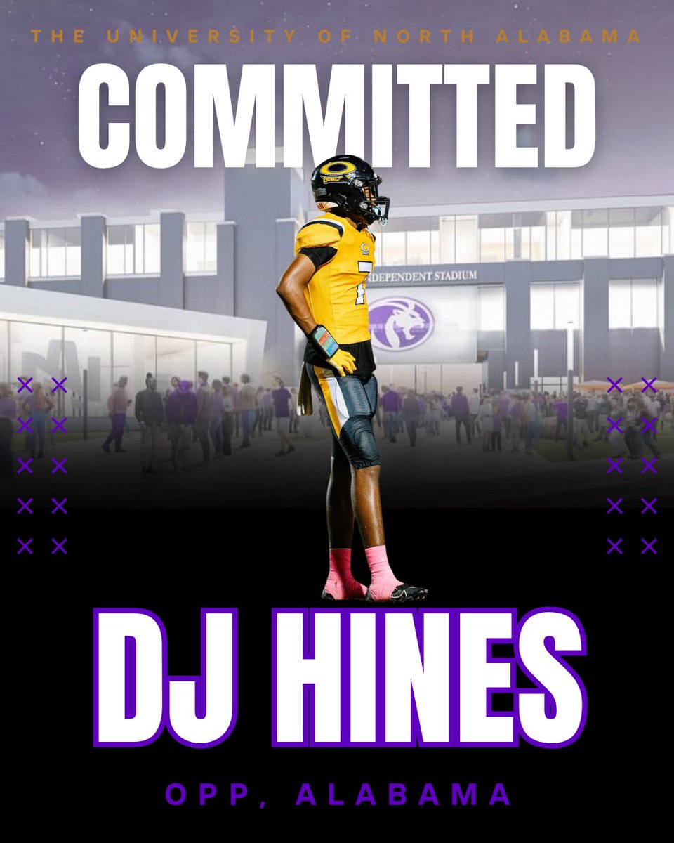 Dj Hines Wr 6โ4 180 (@dj_hines12) on Twitter photo Extremely blessed to announce my commitment to <a href="/UNAFootball/">North Alabama Football</a> and <a href="/BrentDearmon/">Brent Dearmon</a>,<a href="/kjmaye_4/">KJ Maye</a>!!๐ฆ๐ฆ Extremely blessed to announce my commitment to <a href="/UNAFootball/">North Alabama Football</a> and <a href="/BrentDearmon/">Brent Dearmon</a>,<a href="/kjmaye_4/">KJ Maye</a>!!๐ฆ๐ฆ