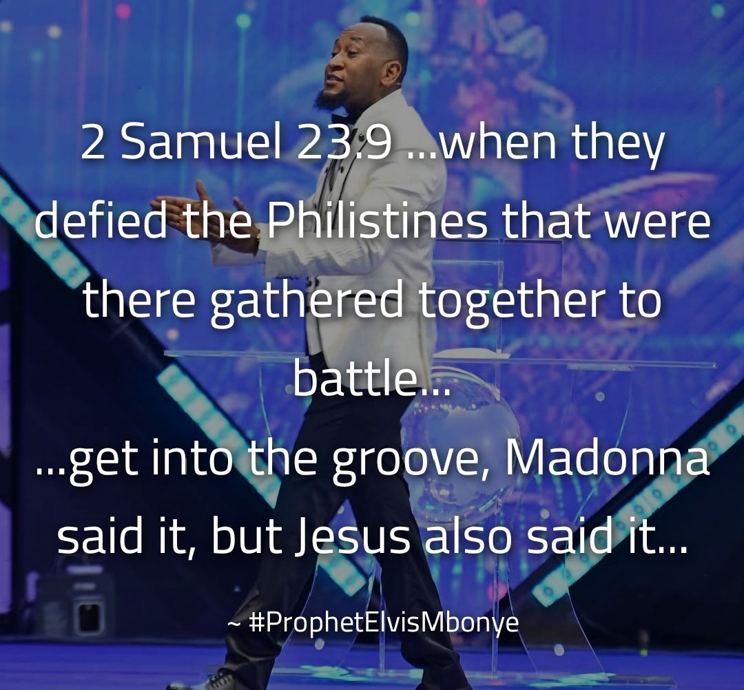 Hon. Dr. Christine Katusiime (@tinakatts) on Twitter photo 2 Samuel 23:8 ...when they defied the Philistines that were there gathered together to battle...
...get into the groove, Madonna said it, but Jesus also said it...
#ProphetElvisMbonye
<a href="/RMcElhenney/">Rob Mac</a>
<a href="/coldplay/">Coldplay</a>
<a href="/itsdeaann/">Dean Withers</a>
<a href="/D_DeGea/">David de Gea</a>
<a href="/onedirection/">One Direction</a>
<a href="/JamesPearceLFC/">James Pearce</a>
<a href="/JaMorant/">Ja Morant</a>
<a href="/Froste/">Froste 💯</a> 2 Samuel 23:8 ...when they defied the Philistines that were there gathered together to battle...
...get into the groove, Madonna said it, but Jesus also said it...
#ProphetElvisMbonye
<a href="/RMcElhenney/">Rob Mac</a>
<a href="/coldplay/">Coldplay</a>
<a href="/itsdeaann/">Dean Withers</a>
<a href="/D_DeGea/">David de Gea</a>
<a href="/onedirection/">One Direction</a>
<a href="/JamesPearceLFC/">James Pearce</a>
<a href="/JaMorant/">Ja Morant</a>
<a href="/Froste/">Froste 💯</a>