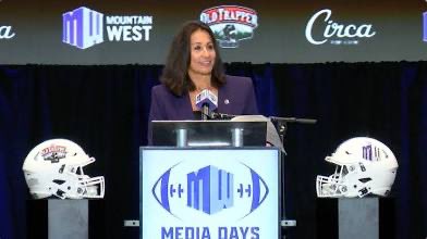NitPsu's tweet photo. The Mountain West Conference Commissioner, @GloNevarez, was in the spotlight during media days recently. The very well respected conference leader, universally loved by media/podcasts types, seemed to be in her element. All seem to view her as “ feisty” and “Strategic”.
Below are the key points and takeaways from the @MountainWest media days.
Nevarez on future conference expansion: “We're going to pause right now as far as additional membership," Nevarez said at her annual football news conference. "Never say never, but we really want to get through our media rights negotiation, take a deep breath and then we'll readdress the issue."
Nevarez on the failed mediation and potential court showdown with the @pac12 : "We are really confident in our legal position."
Nevarez on negotiating a new media rights deal for the conference: Although during a few interviews she admitted this round of media negotiations has been extremely tough. “We have a lot of momentum around our media rights. We are still in active negotiations and hope to be announcing our media package soon. But we’re very optimistic we will be including current partners and adding new ones.”
I for one, have never bought into the Nevarez hype. She has made some tremendous mistakes, especially earlier on with the PAC-12 relationship. But she is a fighter.
However, there is a little bit of desperation vibe that showed through during media days. A pretty face expressing optimism for the cameras is one thing. The reality is she is in a tough spot and so is the conference.
#AtThePEAK #MountainWest #BackThePack #BackThePAC #GloriaNevarez #PAC12 #MWC