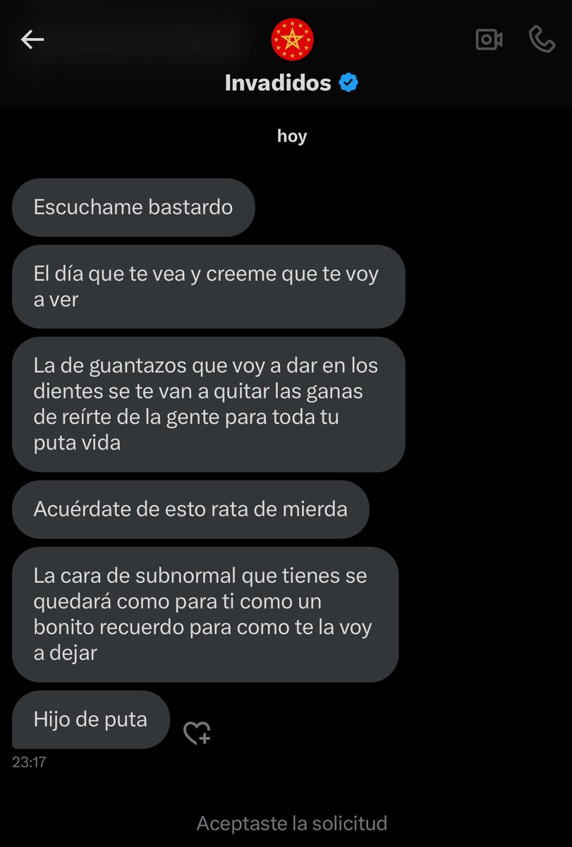 ⚠️Acabo de recibir estas amenazas por privado de la cuenta “Invadidos”.

¿Debería interponer denuncia?