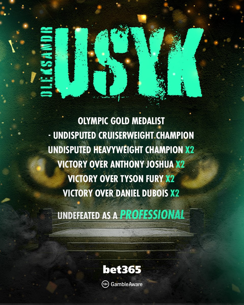 Historic cruiserweight.

Historic heavyweight.

Historic Olympian.

Historic amateur record.

Historic professional record.

Historic sporting career.

The historic, Oleksandr Usyk.

#UsykDubois2