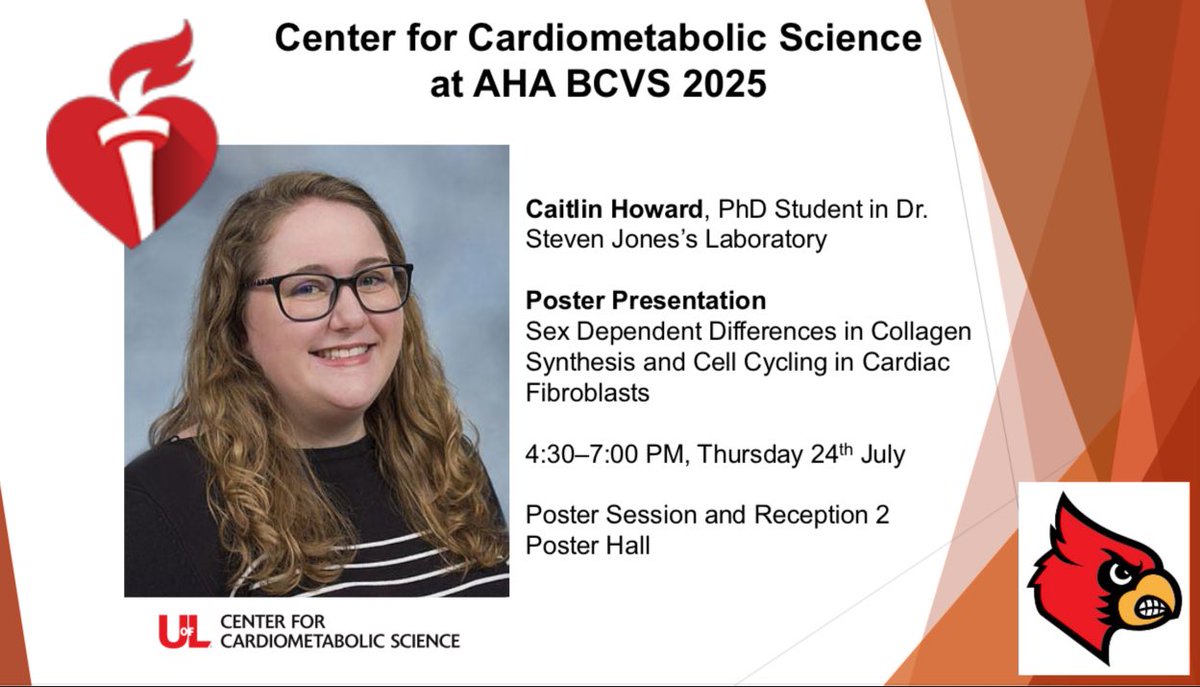 Heading to the poster session on day 2 of #BCVS25? Interested in sex differences? Caitlin Howard, from the laboratory of Dr. Steven Jones, will present her second poster of the week, highlighting sex-dependent differences in cardiac fibroblast biology.