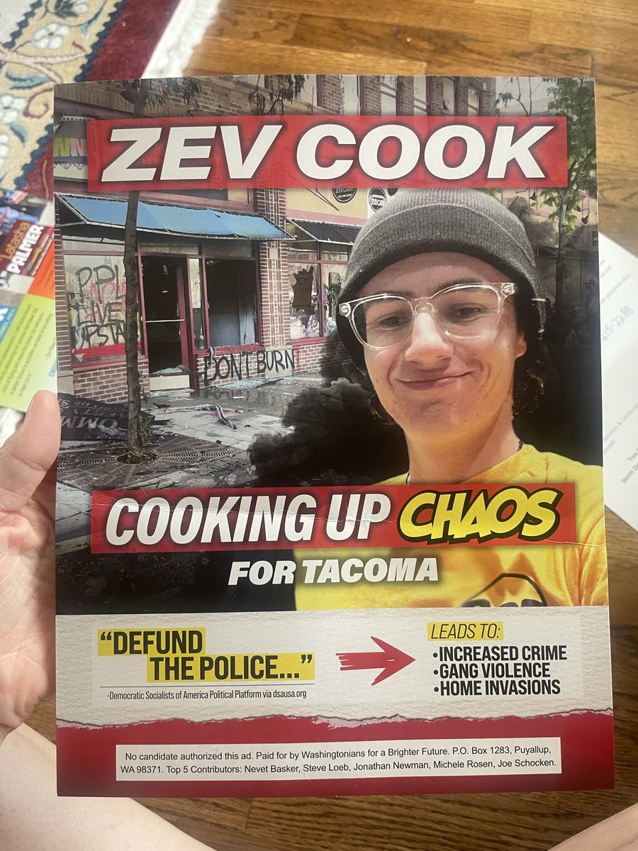 zevfortacoma's tweet image. A Zionist lobbying group is sending out these mailers to our voters. The only thing we’re ‘cooking up’ this year is victory for Tacoma’s working people and we won’t stop talking about Palestine either! 🌹🇵🇸
Help us defeat the Israel lobby by donating today zevfortscoma.com