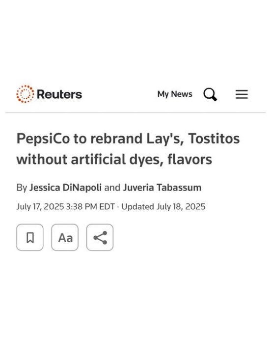 TaxmanTm's tweet photo. 🚨 BIG NEWS for snack lovers! 🥔🌮 PepsiCo is ditching artificial dyes & flavors in Lay’s and Tostitos! 🙌 Cleaner ingredients, same bold taste. What’s your go-to chip? Let’s celebrate this win for healthier snacking! 🎉 #PepsiCo #Lays #Tostitos #CleanEating ™️ https://t.co/yqOXGbB6Oq