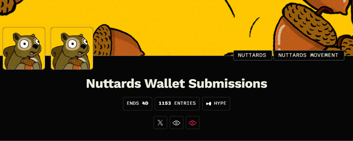 Just won a WL for <a href="/nuttardios/">Nuttards</a>  a super hyped FREE MINT on HyperEVM 🔥💥 
Thanks to the goat <a href="/m_m3l/">彡ṀḀjṏƦ彡®</a> and his free alpha group <a href="/majorslair/">Major's Lair</a> 🧠
This is the kind of real alpha y’all don’t wanna miss
Don’t sleep on it.
Join now &amp; cook later 🫡⚔️