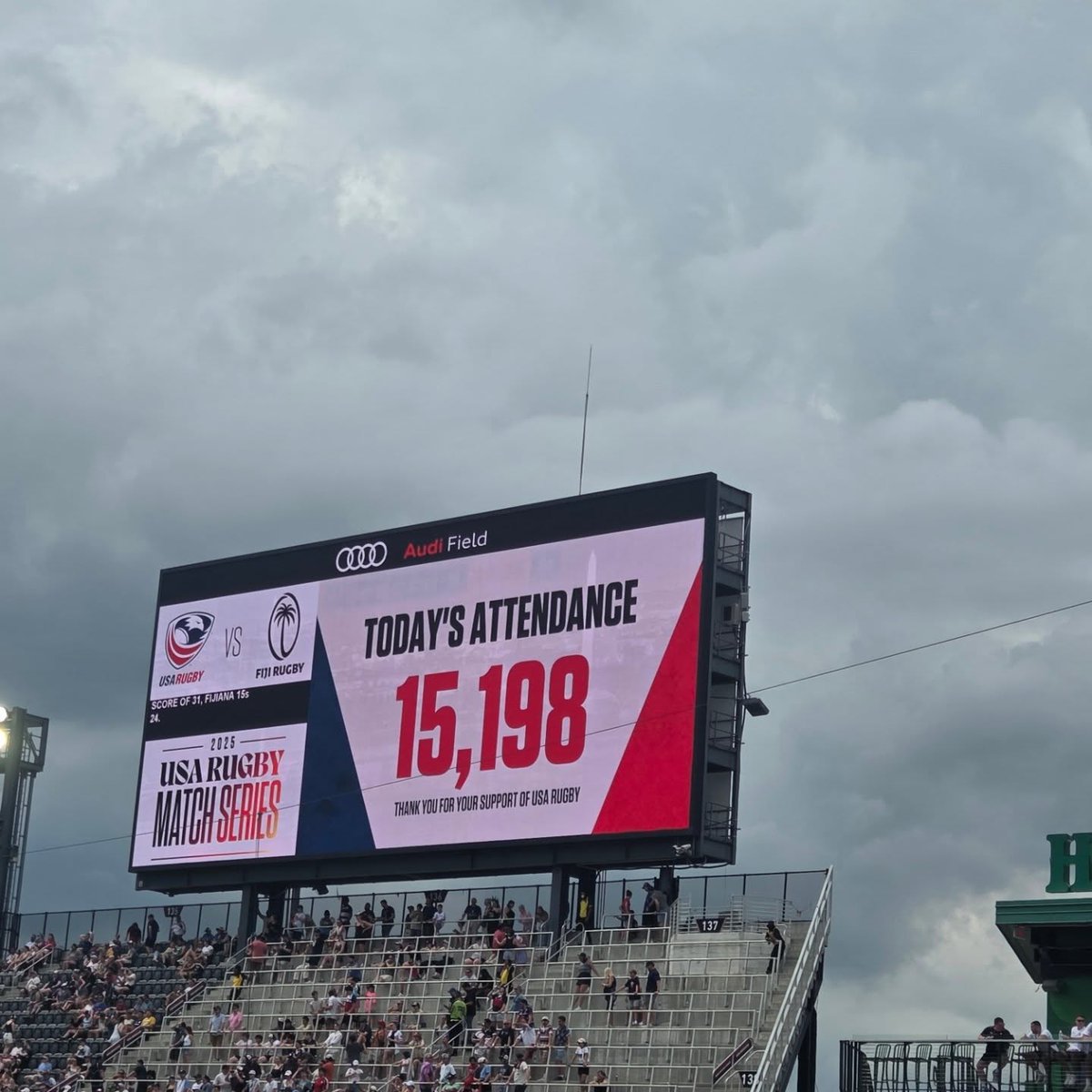Doug Coil (@djcoil) on Twitter photo Record attendance for @usarugby #WRugby for match against Fiji. The doubleheader includes #USAvENG Men, which was listed as sold out, with <a href="/AudiField/">Audi Field</a>'s capacity of 20,000 Record attendance for @usarugby #WRugby for match against Fiji. The doubleheader includes #USAvENG Men, which was listed as sold out, with <a href="/AudiField/">Audi Field</a>'s capacity of 20,000