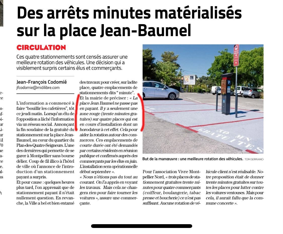 Thierry TEULADE 🌻🚴♀️🐝🌳🎒 (@tteulade) on Twitter photo Montpellier gérée par des #guignols 🤡
@villedemontpellier répond à <a href="/MLMontpellier/">Midi Libre Montpellier</a> La place Jean Baumel ne passe pas payante 4️⃣ places passent en zone rouge et payantes au bout de 30mn
Résumons ▶️La place reste gratuite mais 4️⃣places deviennent payantes Pourquoi ? Montpellier gérée par des #guignols 🤡
@villedemontpellier répond à <a href="/MLMontpellier/">Midi Libre Montpellier</a> La place Jean Baumel ne passe pas payante 4️⃣ places passent en zone rouge et payantes au bout de 30mn
Résumons ▶️La place reste gratuite mais 4️⃣places deviennent payantes Pourquoi ?