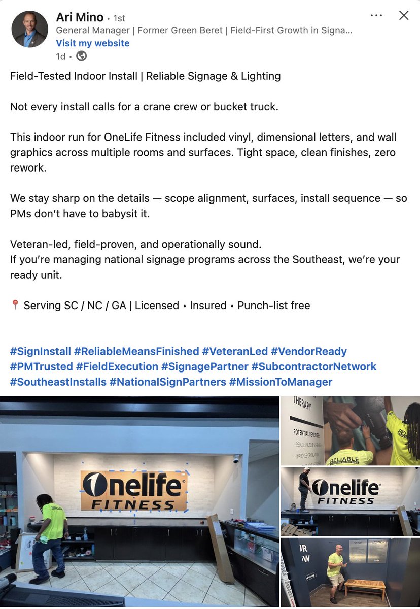 pinpulleddrmf's tweet image. This baller Green Beret thought P&L was a word 6 months ago.
Now he is single handedly building strategic partnerships, revamping the team, and has greater financial acumen than most MBAs buying a business.
One of my favorite placements- because the owners truly bought in on:…