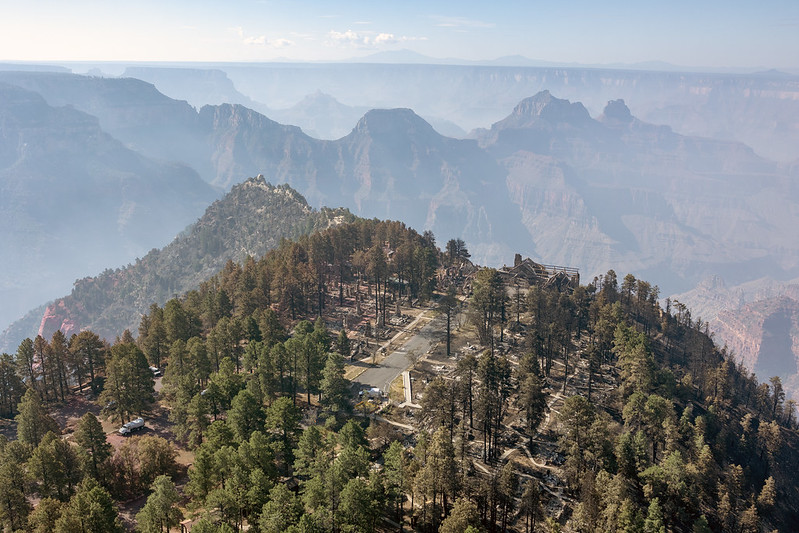 GrandCanyonNPS's tweet image. New photos from the Dragon Bravo Fire on the North Rim are available on Grand Canyon National Park's Flickr page. The photos were taken Friday, July 18, 2025, and include aerial reconnaissance photos along with on-the-ground images showing damage in the North Rim Lodge area.…