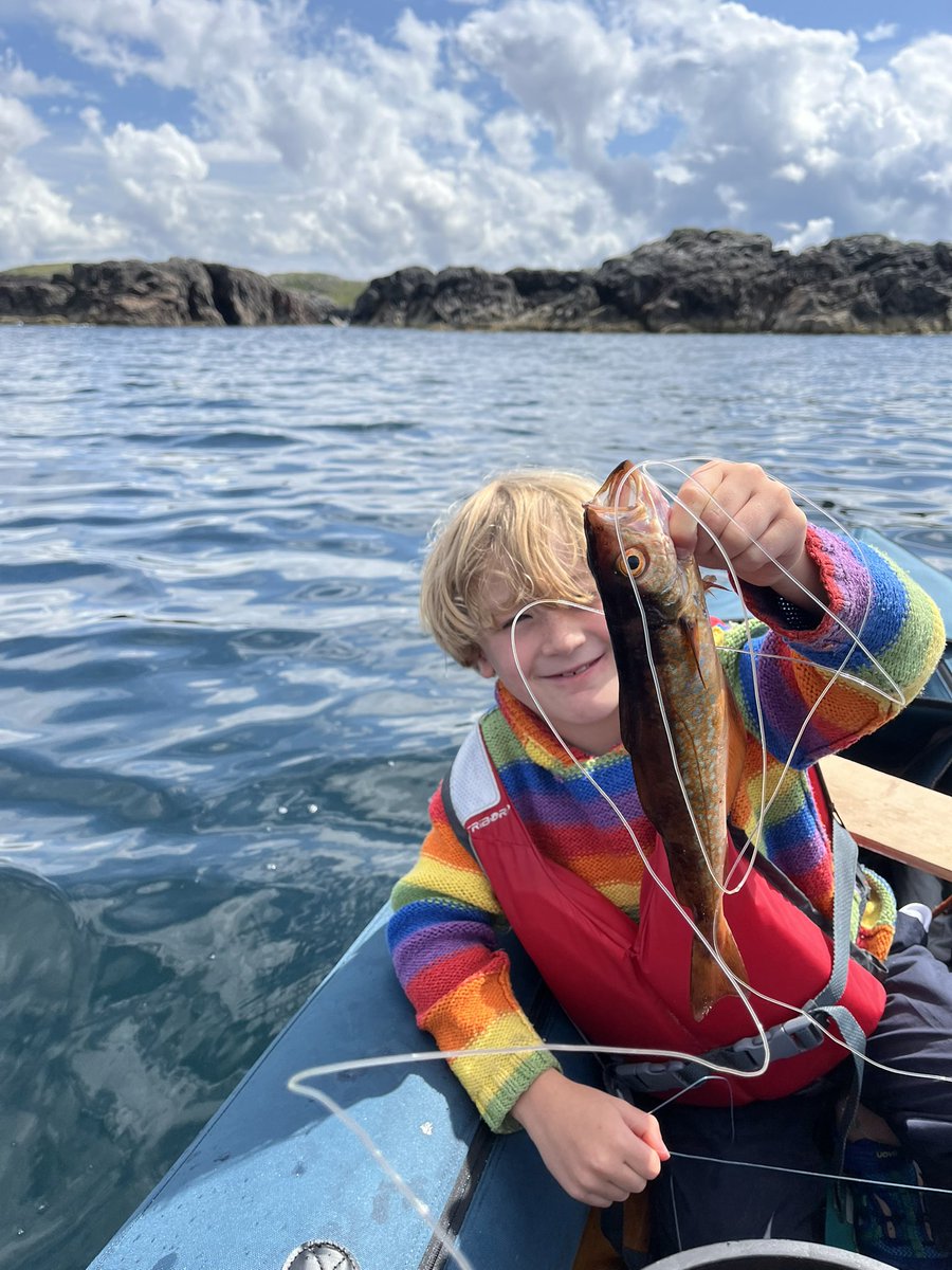 alastairmci's tweet image. Took grandson Jasper aged 6 out fishing today, first such voyage without his parents. Caught a lythe and a mackerel, off the Isle of Pabbay, Isle of Lewis. Tiring work!