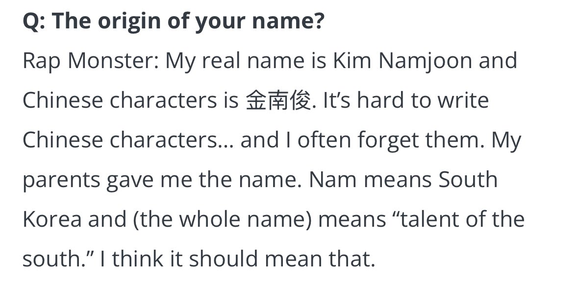 mninissaa's tweet photo. bts and the beautiful meanings behind their names. every one of them feels so fitting — like it was meant to be 💜

KIM NAMJOON 
his parents really knew that he was meant to represent his country globally. https://t.co/aGy0AkH1k3