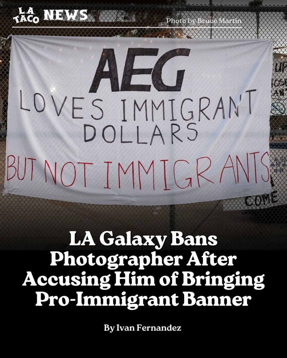 LATACO's tweet image. Galaxy fans will also sit out El Trafico tonight after weeks of their team’s silence during the Siege of L.A., including ICE’s detainment of a Galaxy fan.
Story: lataco.com/photographer-s…
By @afroxander