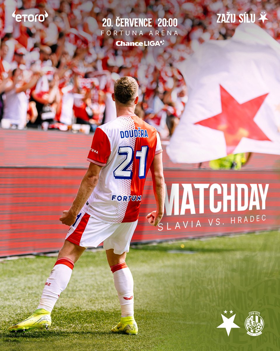 slavia_eng's tweet image. LADIES AND GENTLEMEN, IT'S MATCHDAY 🌟 #slahkr
🏆 Matchday 1 – Chance Liga
🆚 FC Hradec Králové
🏟️ Fortuna Arena
🕗 20:00
🎟️ SOLD OUT
📺 Oneplay Sport