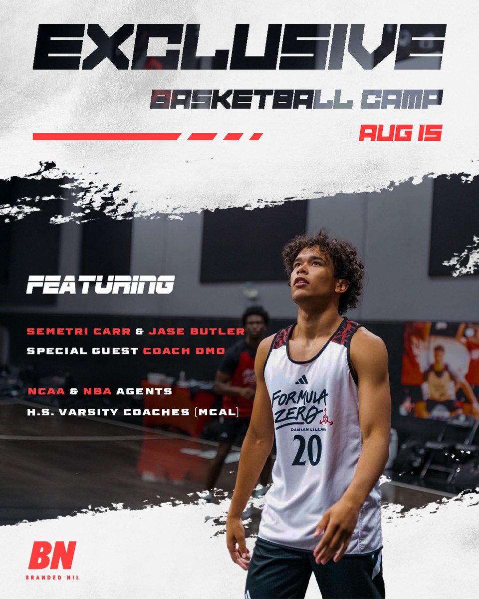 Branded_nil's tweet image. Spots are almost gone.
Our Branded NIL Basketball Camp (Aug 15–16) is built for serious hoopers, middle school through 10th grade, ready to work with D1 players and elite coaches.

DM us now to lock in your spot — and check out our website for full camp details: