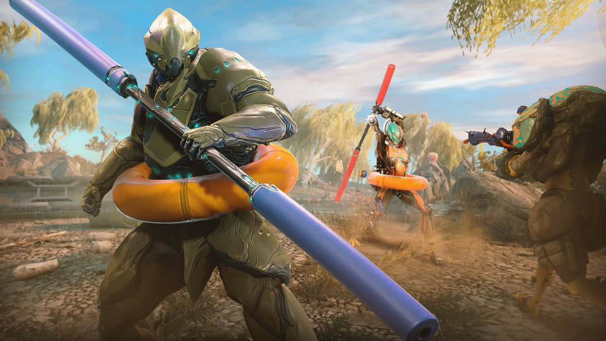 PlayWarframe's tweet image. The summer sun burns bright, but you can beat the heat with this year’s Dog Days!
Get ready for the splashiest event in the Origin System, featuring the new Noodletron Hammer Skin, new Community Glyphs by ChickenDrawsDogs, a water-weaving Emote, on August 6 at 2 p.m. ET!