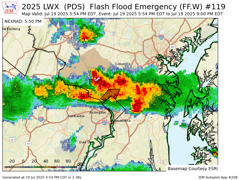 Iembot_emerg's tweet image. LWX issues Flash Flood Emergency [flash flood: observed, flash flood damage threat: catastrophic] for Montgomery [MD] till Jul 19, 9:00 PM EDT mesonet.agron.iastate.edu/vtec/f/2025-O-…