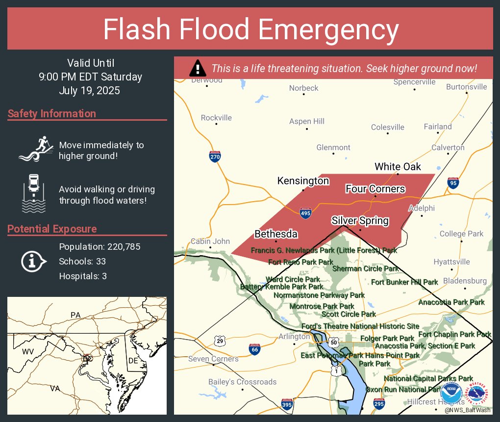 Flash Flood Emergency including Silver Spring MD, Bethesda MD and  White Oak MD until 9:00 PM EDT