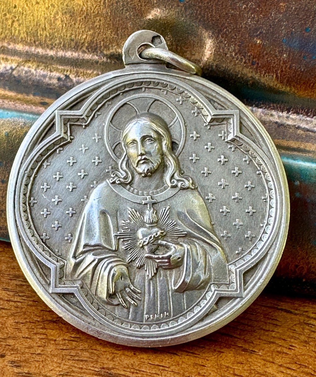 BenThePCGuy's tweet image. Should I buy these? I should probably buy these. Original set of sterling Mary & Jesus medals, c. 1850.