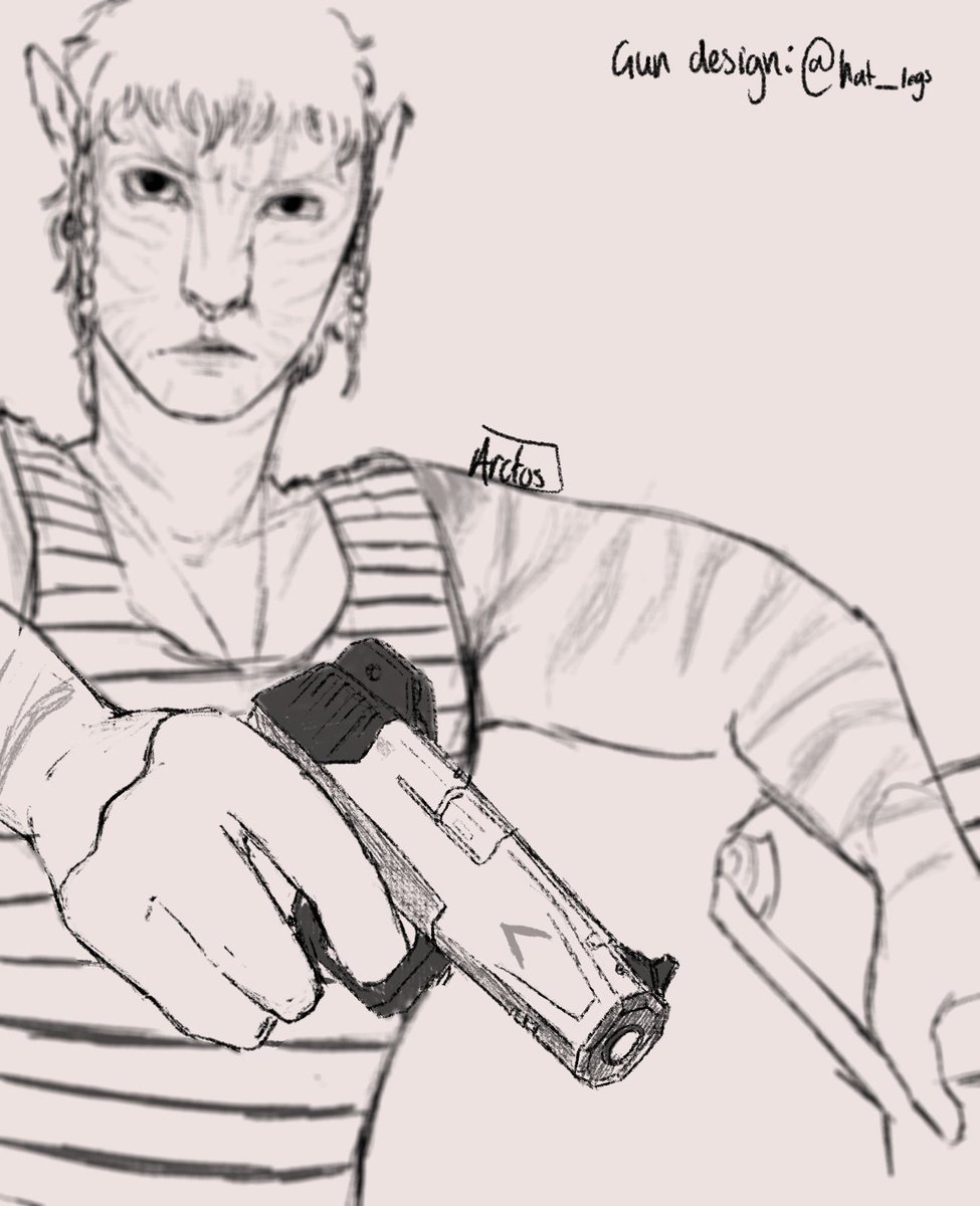 Deathgotmedrink's tweet image. Comm for @blyatman1986 !! Hes a little less chill now lmfao
(Gun design by @/hat_legs)