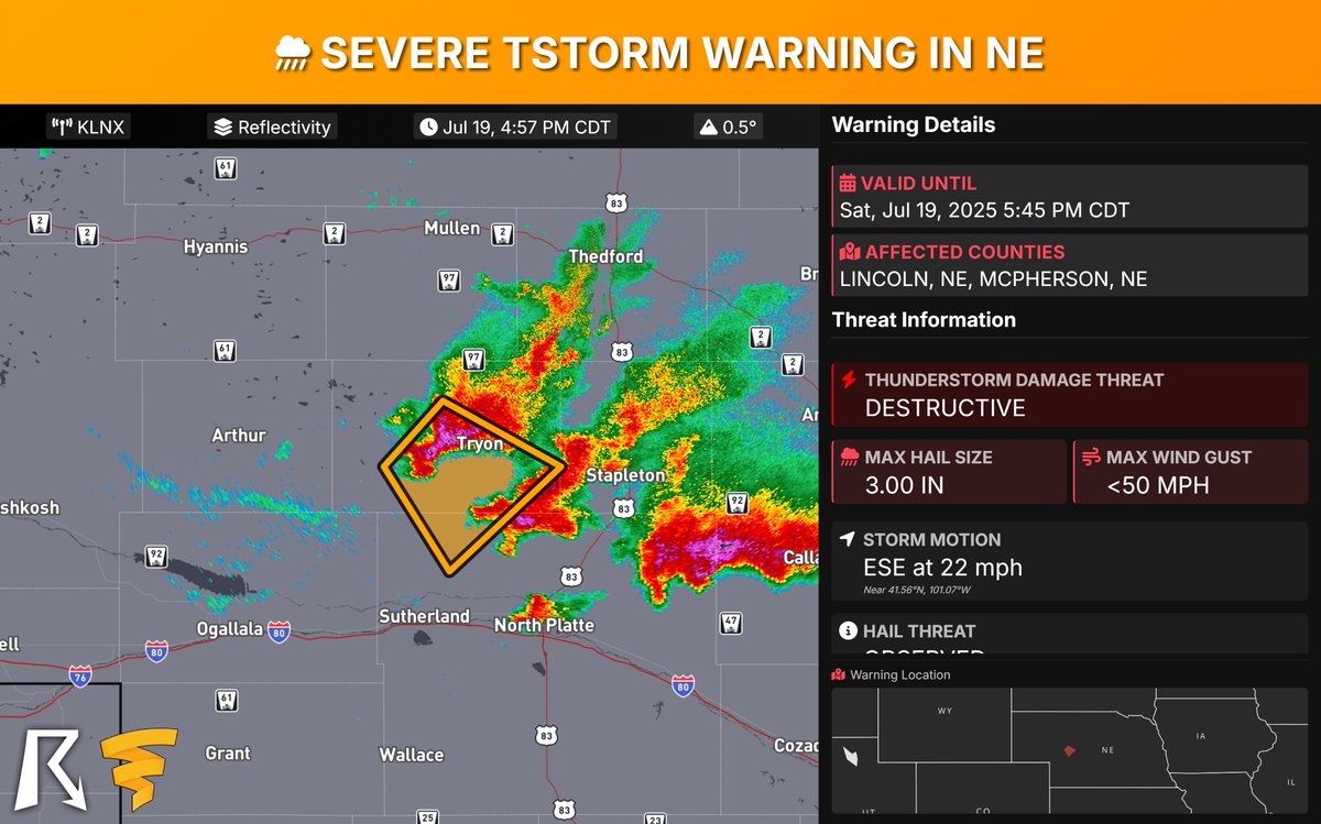 OfficialYallbot's tweet image. Nebraska Severe Thunderstorm Warning: DESTRUCTIVE 3-inch hail near Tryon, moving SE at 20 mph, impacting Tryon & Ringgold. People/animals outdoors will be severely injured; expect shattered windows & extensive damage. Move to shelter inside a strong building NOW!