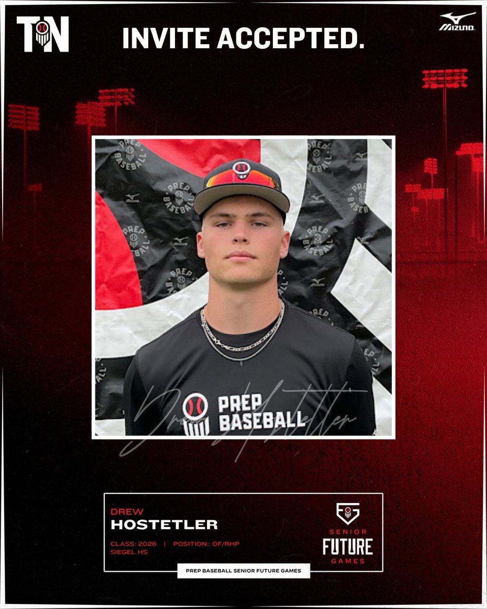 #𝗣𝗕𝗦𝗙𝗚𝟮𝟱: 𝗜𝗡𝗩𝗜𝗧𝗘 𝗔𝗖𝗖𝗘𝗣𝗧𝗘𝗗 👏

+ '26 OF/RHP Drew Hostetler (@DHostetler_2026; <a href="/SiegelBaseball_/">Siegel Stars Baseball</a>) is headed to LakePoint Sports to represent Tennessee at the 2025 Prep Baseball Senior Future Games.

👤: loom.ly/DDQdllk