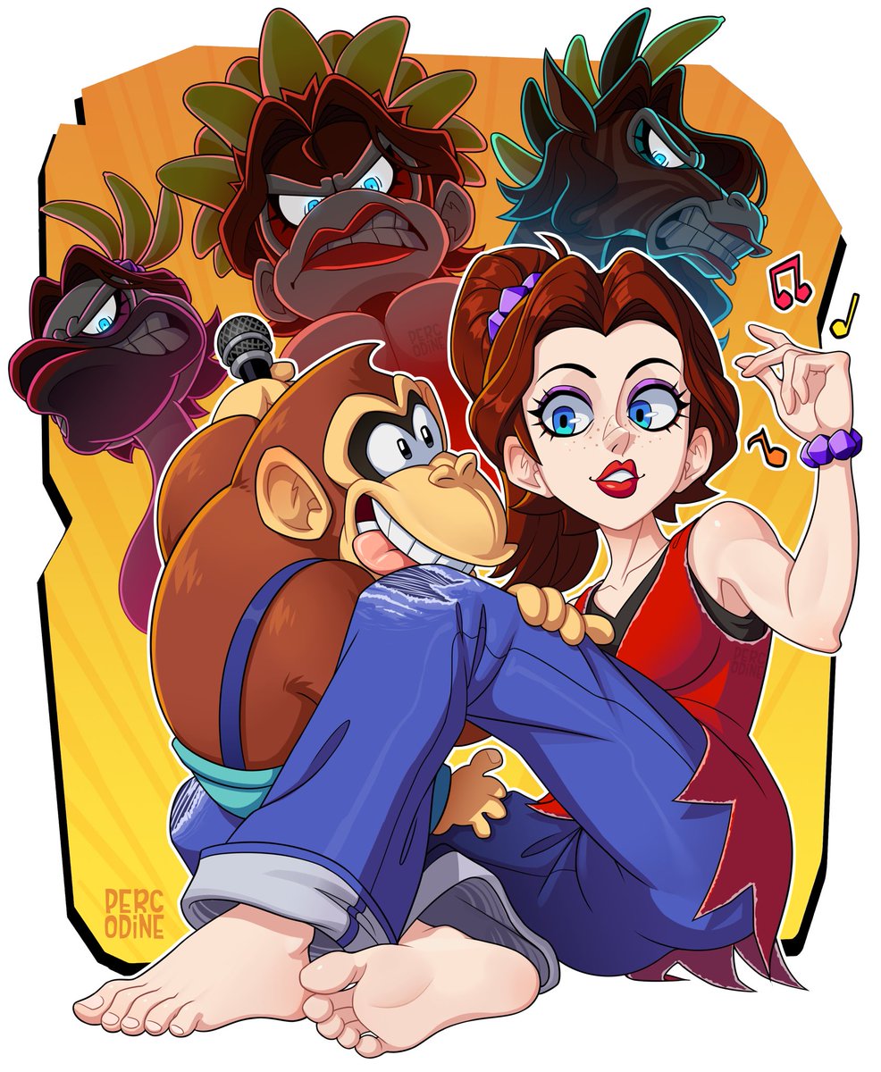 percodine's tweet image. What if Donkey Kong and Pauline switched places in DK Bananza
