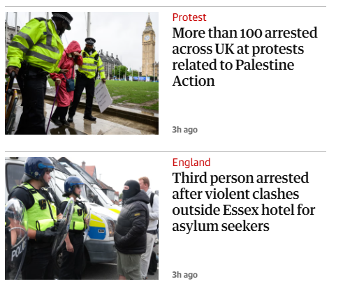 over 100 arrested for holding signs opposing genocide, 3 for an ongoing racial pogrom