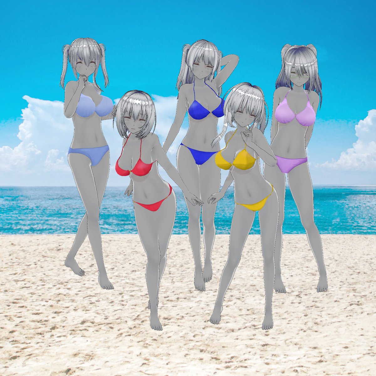 とある海岸に放置されている5体の石像